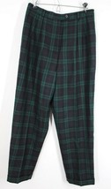 Vtg 90s Talbots 12P Black Watch Tartan Plaid Pleat High Waist Cuff Wool Pants - £54.99 GBP