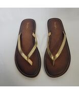 Panama Jack Womens Flip Flip Slip On Brown Gold Sz 10/11 Large NEW NWOT - $259.75 MXN