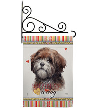 Brown Tibetan Terrier Happiness Garden Flag Set Dog 13 X18.5 Double-Sided House  - £22.27 GBP