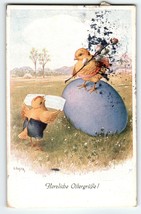 Easter Postcard Dressed Baby Chicks Eggs Artist Signed C Ohler Vintage 1921 - £3.64 GBP
