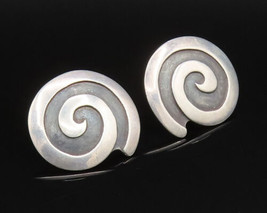 DESIGNER 925 Silver - Vintage Carved Spiral Dome Drop Earrings - EG11821 - £54.84 GBP