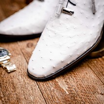 Criss Genuine Ostrich Quill Oxford Dress Shoes White image 10