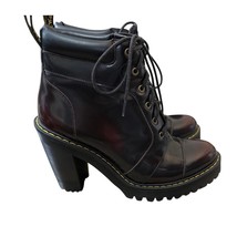 Dr. Martens Averil Women&#39;s Leather Heeled Ankle Boots Size 8 Burgundy - $148.50