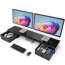HUANUO Dual Monitor Stand with 2 Drawers , Monitor Riser for 2 Monitors,... - £67.61 GBP
