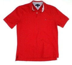 Tommy Hilfiger Men&#39;s Polo Shirt L Red 100% Cotton Little Flag on Chest - £11.63 GBP