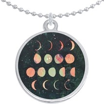 Phases of The Moon Round Pendant Necklace Beautiful Fashion Jewelry - £8.49 GBP
