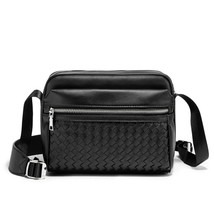 Woven Leather Men&#39;s Crossbody Bag Luxury Brand Designer Handbags Men Shoulder Me - £27.55 GBP