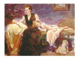 Pino &quot;Precious Moments&quot; Embellished on Canvas S/N 36x48 Mother &amp; Daughter - £1,899.26 GBP