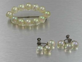Vintage Lucite Pin With Matching Screwback Earrings - £27.97 GBP