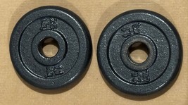 2 Vintage 2 1/2lb Barbell Standard Cast Iron Weight Plates 1&quot; - £11.94 GBP