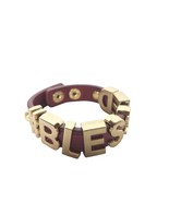 BCBG Generation BLESSED Affirmation Bracelet Maroon Gold Faux Leather Je... - €11,29 EUR