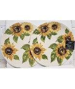 Set Of 2 Same Kitchen Round Braided Cotton Placemats(15&quot;) Sunflowers Tos... - £23.68 GBP