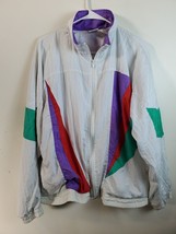 Vintage USA Olympic Jacket Womens XL Multi 100% Nylon Long Sleeve  Full Zip - £16.57 GBP