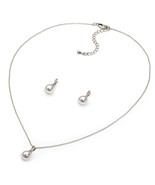 USABride Cubic Zirconia Simulated Pearl Drop Necklace &amp; Earrings Set - £19.97 GBP