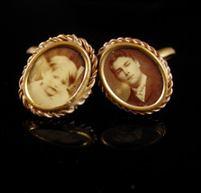 Father and Son Cufflinks Antique Victorian photograph Cuff links Portrait young  - £130.37 GBP