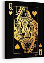 NEW &#39;Queen of Hearts’ Gold Inspirational Wall Art Playing Cards 16x12 In - $60.43