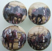 Ceramic Cabinet Knobs W/ Horse Clydesdale Draft #3 @PRETTY - $21.73