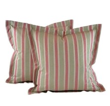 Pair Pillow Covers Designer Kravet Laura Ashley Beige Green &amp; Pink Stripe - £42.45 GBP