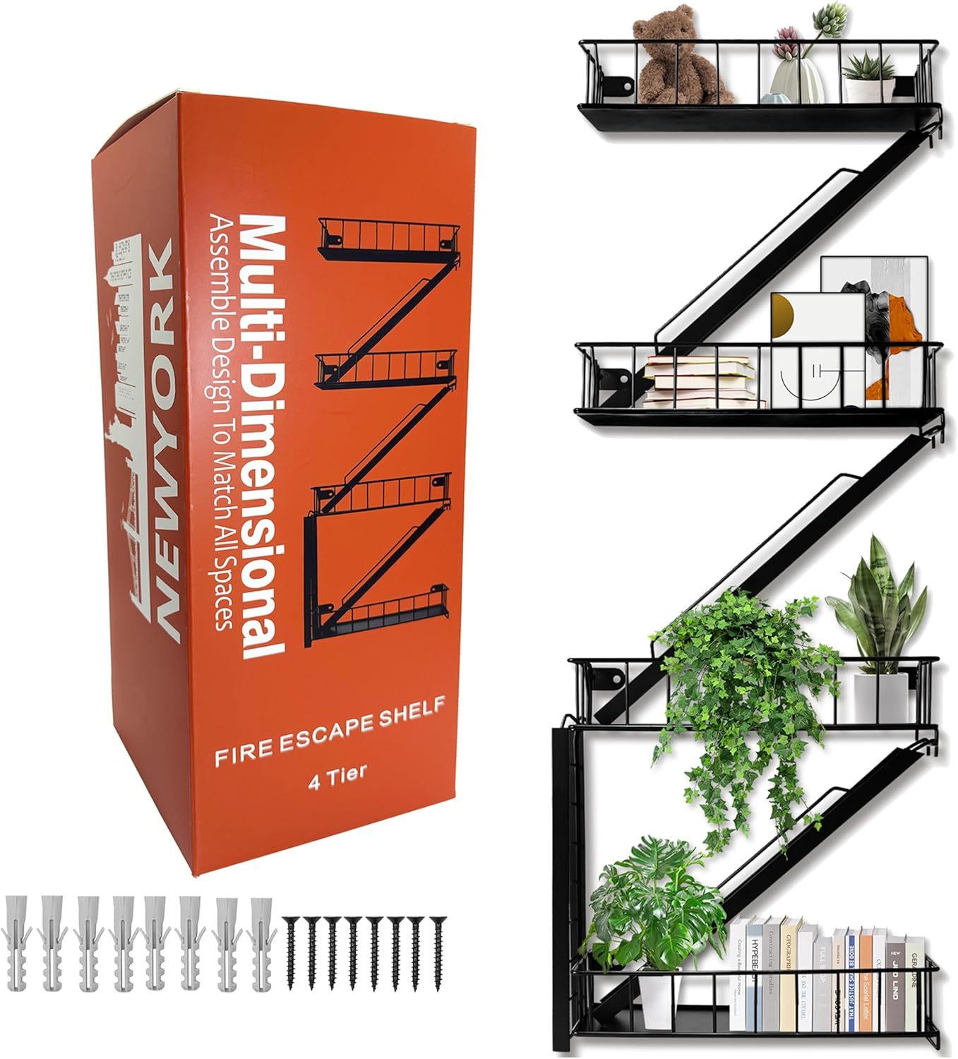 Fire Escape Shelf Wall Floating Shelves New York Metal Decorative Wall, ... - $41.97