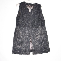 Mushka by Sienna Rose Vest Women Grey Sequin Faux Fur Lined Pocket Size ... - $8.97
