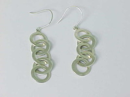 MODERNIST LOOK STERLING Circle Link DANGLE EARRINGS - Designer Signed - $72.00