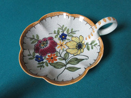 Bertino Gouda Holland Pottery Handle Dish Hand Decorated Floral 6 3/4&quot; - £75.17 GBP