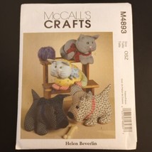McCall&#39;s Crafts M4893 Pattern Calico Pets Puppy Dog Kitten Cat Plush OSZ UC - £5.32 GBP