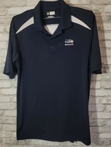 Men Medium M NFL Team Apparel Seatlle Seahawks Navy Blue Short Sleeve Polo - $25.80 CAD