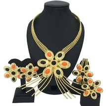 Brazilian Gold Jewelry Big Jewlery sets for Women Party Gifts FHK13247 - £107.19 GBP