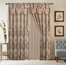 Traditional Victorian Style Floral Curtain Drape Panels For Living, Taupe). - £42.91 GBP