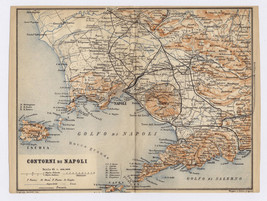 1904 Original Antique Map Of Vicinity Of Naples / Contorni Di Napoli / Italy - £23.29 GBP