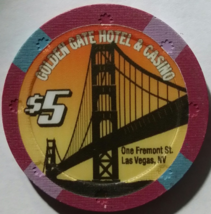 Golden Gate Hotel &amp; Casino Las Vegas $5 One Freement St. GAMING Chip  - £6.99 GBP