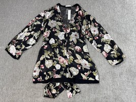 Alice + Olivia Wrap Kimono Jacket Womens Medium Black Floral Sheer Belte... - $158.39
