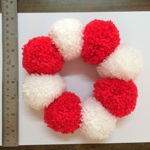 Wreath red white Yarn premium Pom Poms.Good for Decorating Gift, Party, ... - £16.01 GBP