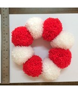 Wreath red white Yarn premium Pom Poms.Good for Decorating Gift, Party, ... - £15.02 GBP