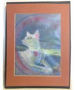 Cat Pastel Matted Drawing - £35.37 GBP