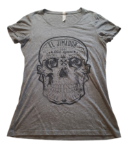 El Jimador Blue Agave Tequila T Shirt Skull Womens Size Large Gray Slim Fit - $8.59