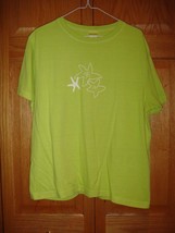 Fresh Produce Top M Apple Green With 3 White Starfish On Chest Top - $15.99