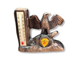 Vintage Brass Eagle Thermometer Paperweight West Virginia MCM Cabin Decor - £22.41 GBP