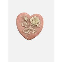 Beautiful Terra Cotta Romantic Heart Shaped Trinket Jewelry Box With Rose Top - £13.29 GBP