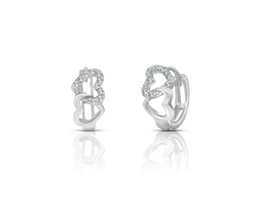 ADIRFINE 925 Sterling Silver Double Heart Infinity Huggie Hoop Earrings - £27.67 GBP