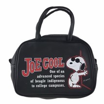 Peanuts Gang Snoopy As Joe Cool Black Vinyl Small Tote Bag Purse Carry All 10&quot; - £18.18 GBP