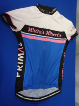 EUC PRIMAL WILLA'S WHEELS RAY OF HOPE CYCLIST BLUE PINK TOP WOMEN'S SIZE... - $28.79