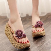 2021 New Flowers High-heel Flip-flops Women Sandals Women Summer Sandals Fashion - £37.69 GBP
