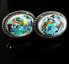 Large Venetian Foil Glass Cufflinks  jewellery Birthday gift  Business suit atti - £195.84 GBP