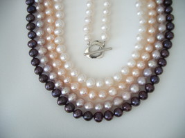 18’’- 7mm Cultured Freshwater Pearl Necklace Various Color Choices - £66.90 GBP