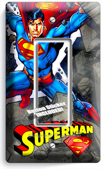 SUPERMAN CARTOON COMICS SINGLE GFCI LIGHT SWITCH WALL PLATE COVER BOYS BEDROOM