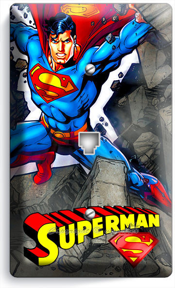 SUPERMAN CARTOON COMICS PHONE TELEPHONE WALL PLATE COVER BOYS BEDROOM ROOM DECOR