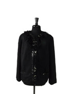 CHICOS Boucle BLACK Fringed Neck Jacket Embelished Chicos Size 3 - $34.32 CAD