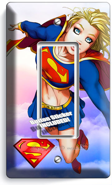 SUPERGIRL COMICS SINGLE GFCI LIGHT SWITCH WALL PLATE COVER GIRLS BEDROOM DECOR
